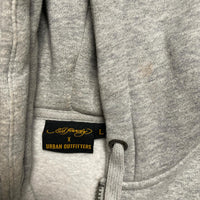 Ed Hardy Grey Cross and Heart Hoodie