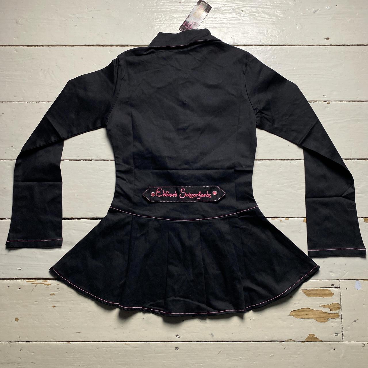 Edward Scissorhands Black and Pink Goth Grunge Short Dress Shirt