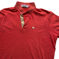 Burberrys Burberry Vintage Salmon Pink and Cream Polo Shirt (M)
