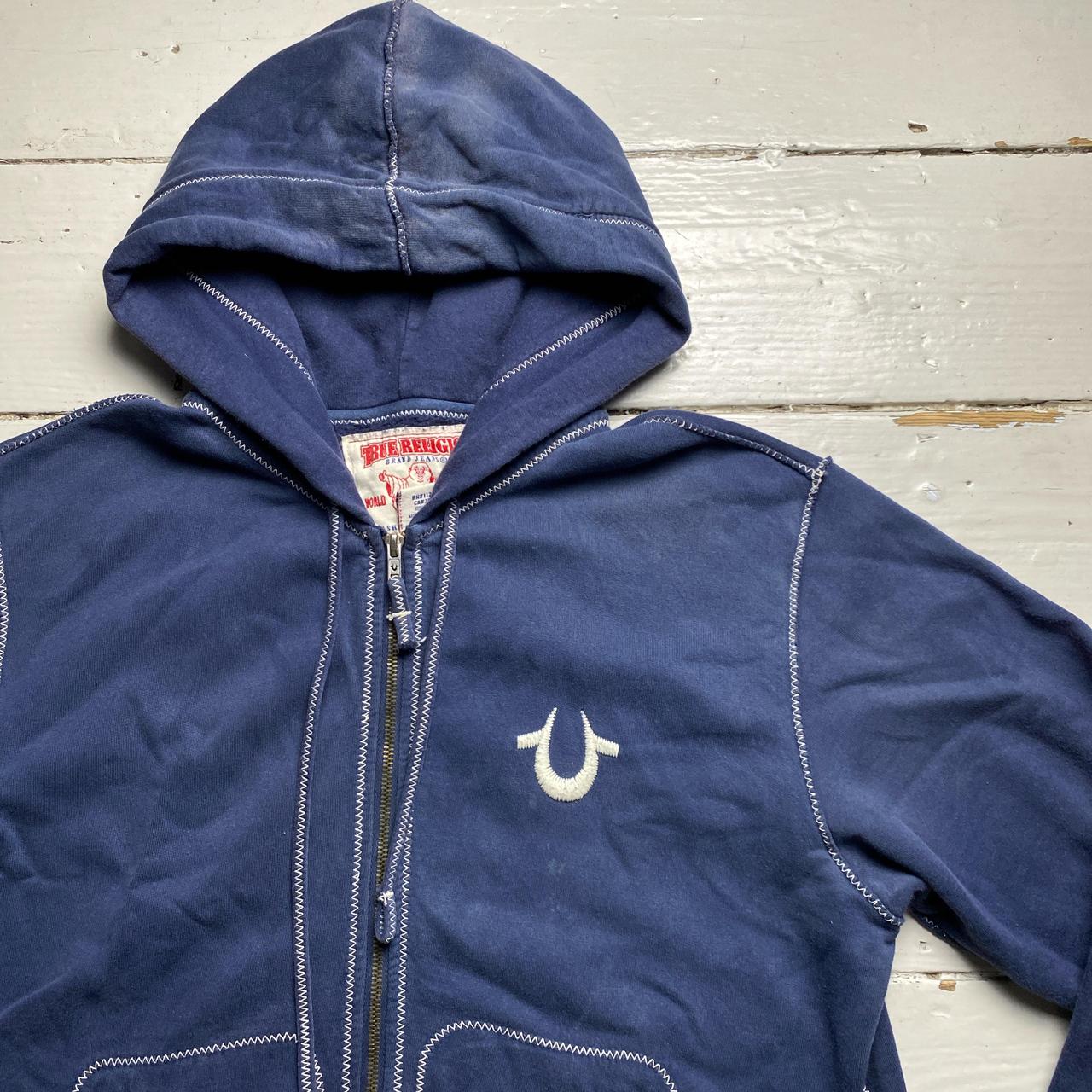 True Religion Navy and White Stitch Hoodie