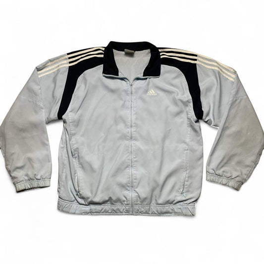 Adidas y2k Vintage Baby Blue Navy and White Nylon Shell Tracksuit Jacket (L)