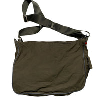 Prada Sport Vintage Nylon Messenger Bag Khaki Olive Green Red Strip