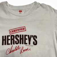 Hersheys Vintage Certified Chocolate Lover White Brown and Red Womens T Shirt (L)