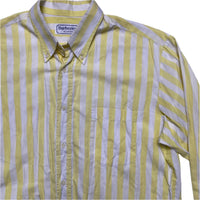 Burberry Burberrys Vintage 90’s Yellow and White Striped Long Sleeve Shirt (L)