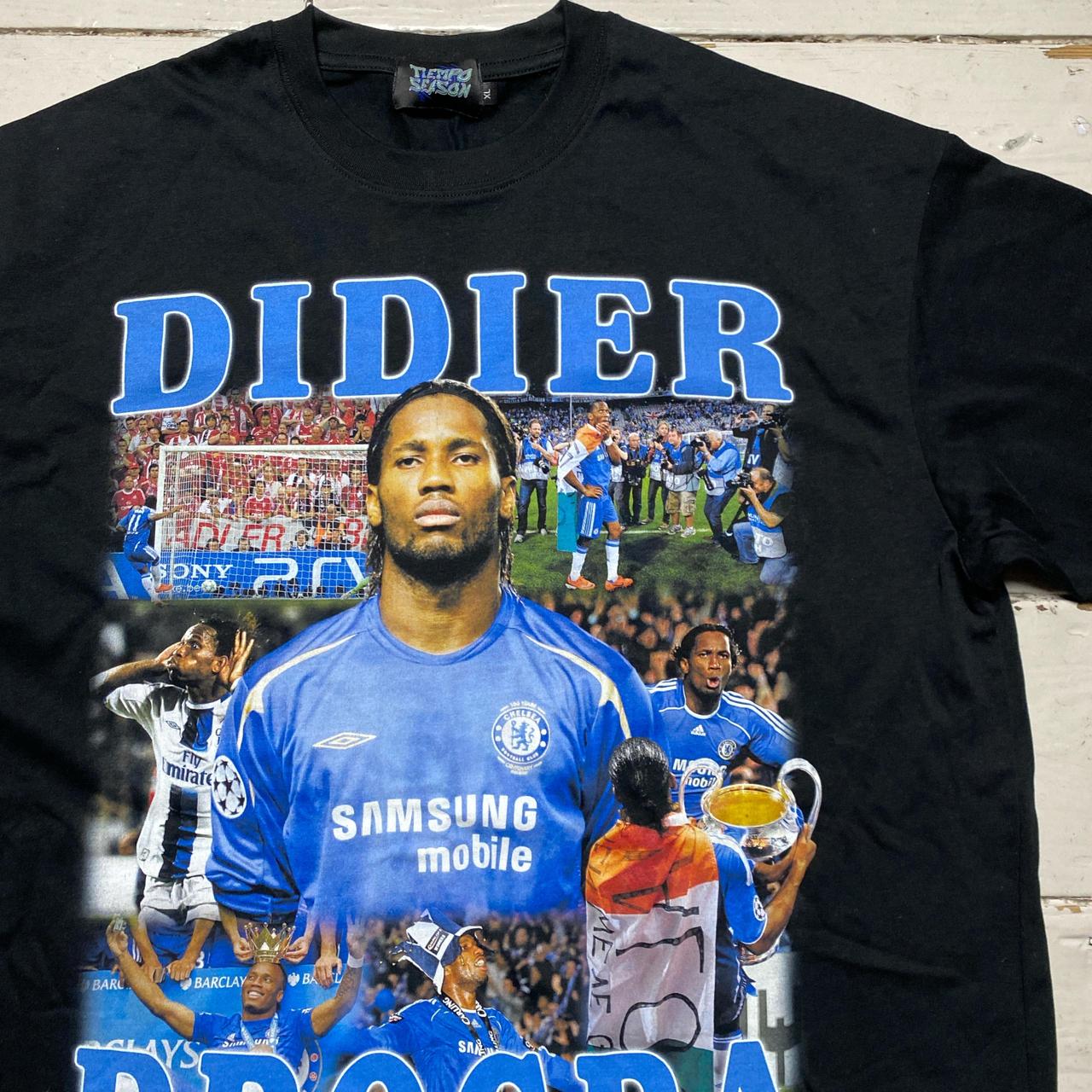 Didier Drogba Chelsea Tiempo Season Black T Shirt