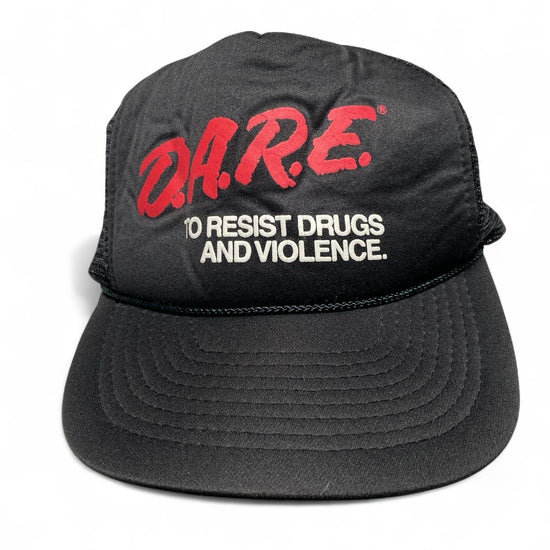 DARE To Resist Drugs And Violence Vintage 90’s black trucker hat