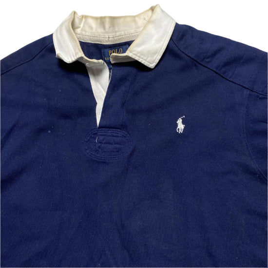 Ralph Lauren Polo Navy and White Long Sleeve Polo Shirt (2XL)