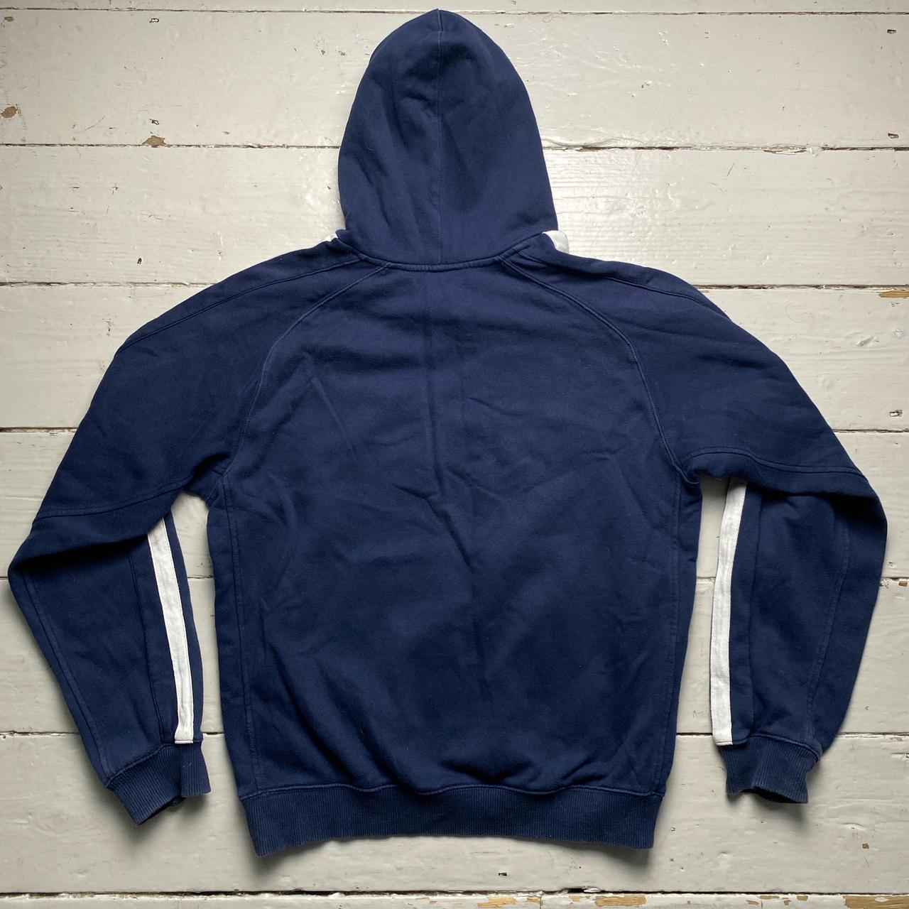 Nike Navy and White Big Swoosh Vintage y2k Hoodie