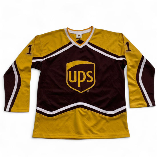 UPS Vintage 90’s Y2K Brown and Yellow Hockey Long Sleeve Jersey (XL)