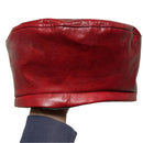 Red Leather Rasta Hat with Red Yellow and Green Stripes
