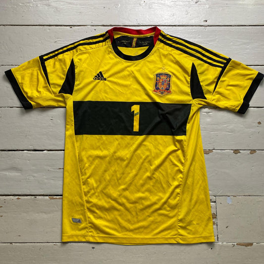 Spain Adidas Football Jersey Yellow and Black Casillas No
