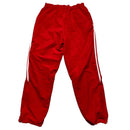 Adidas Red and White Stripes Shell Baggy Trackpant Bottoms (M)