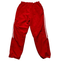 Adidas Red and White Stripes Shell Baggy Trackpant Bottoms (M)