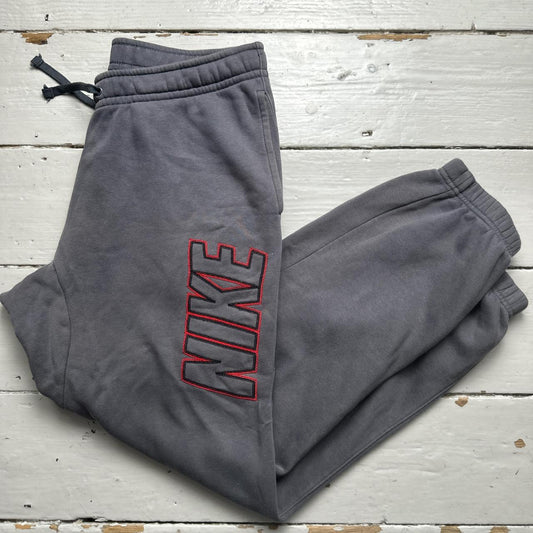 Nike Club Contrast Stitch Grey and Red Joggers