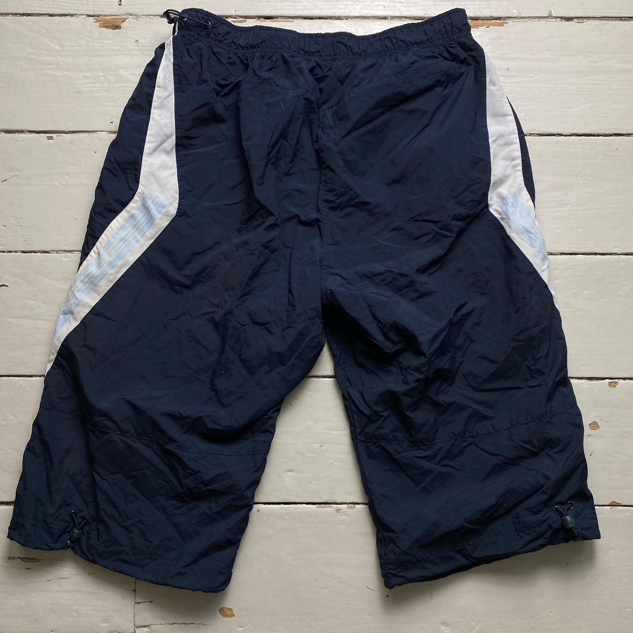 Nike Vintage y2k Navy Light Blue and White Shell Trackpant Shorts