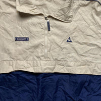 Le Coq Sportif Cream Beige and Navy Quarter Zip Shell Tracksuit Jacket (S)