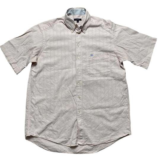 Burberry London Pink and Blue Vintage Short Sleeve Shirt (L)