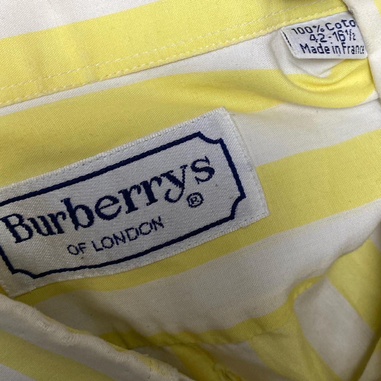 Burberry Burberrys Vintage 90’s Yellow and White Striped Long Sleeve Shirt (L)