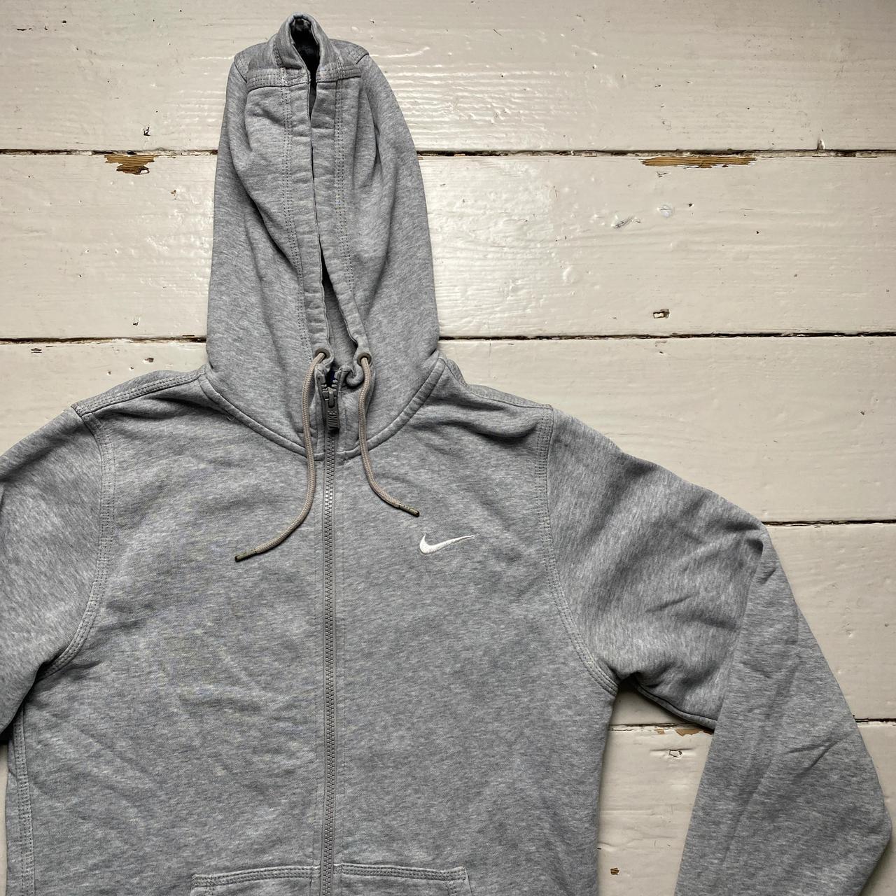 Nike Grey and White Swoosh Hoodie