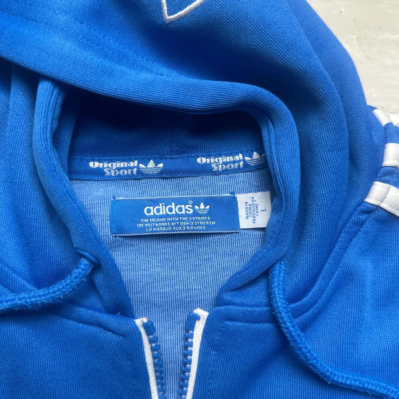 Adidas Blue and White Tracksuit Hoodie Jacket