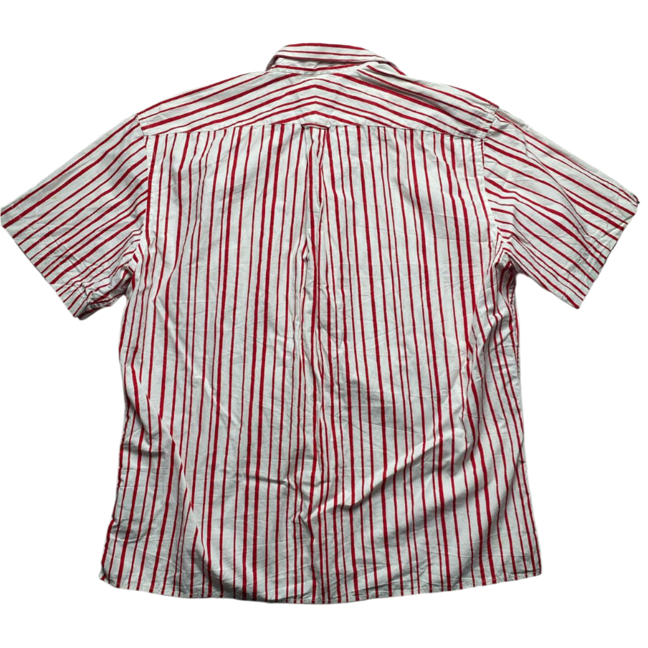 Burberry London Red and White Stripe Short Sleeve Shirt (L)