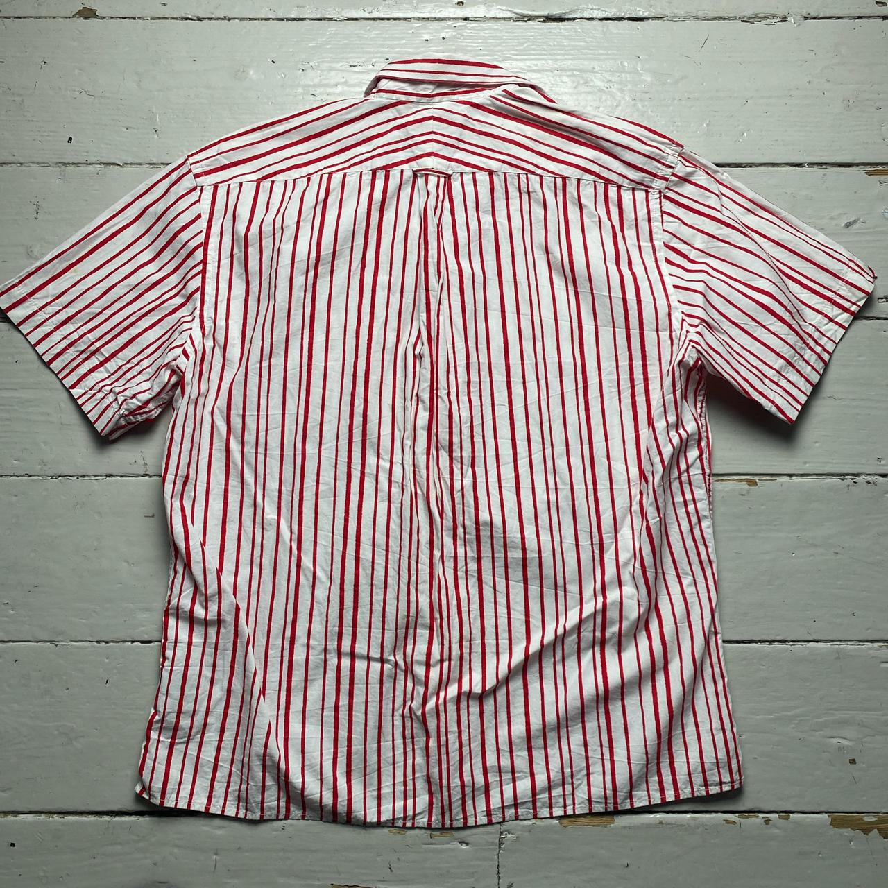 Burberry London Red and White Stripe Short Sleeve Shirt