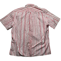 Burberry London Red and White Stripe Short Sleeve Shirt (L)
