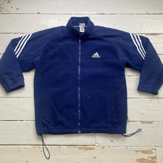 Adidas Navy and White Climawarm Fleece and Shell Zip Jumper