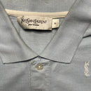 Yves Saint Laurent Vintage Light Blue and White Multi YSL Logo Polo Shirt (M)