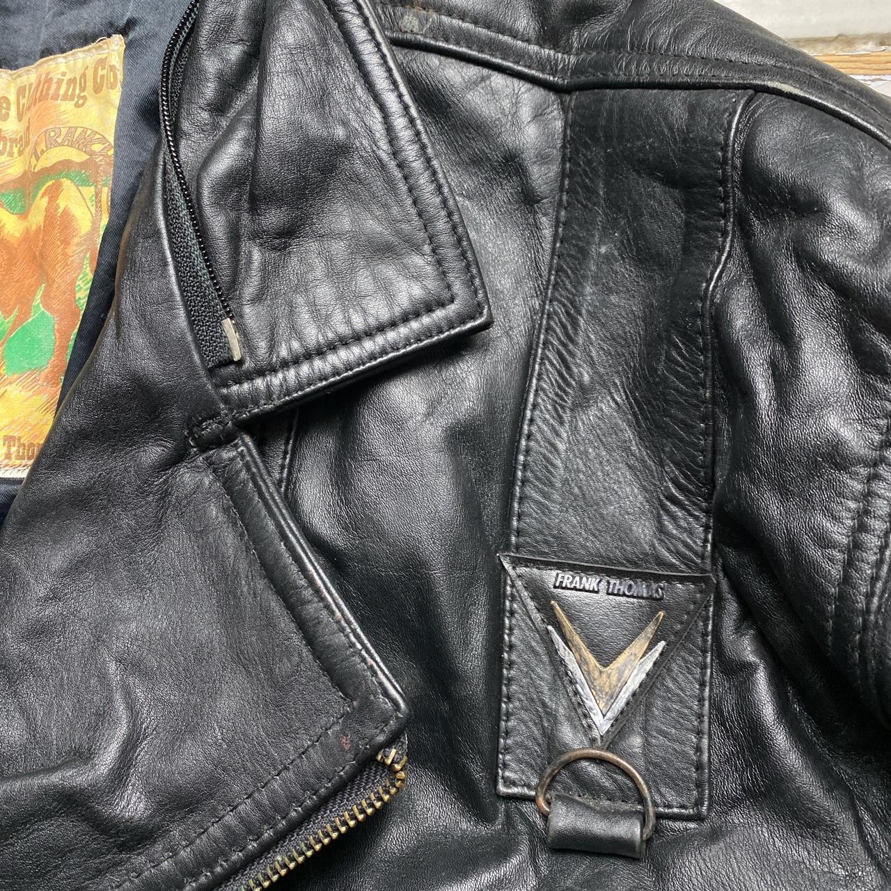 Frank Thomas Rawhide Clothing Co Black Leather Bomber Jacket