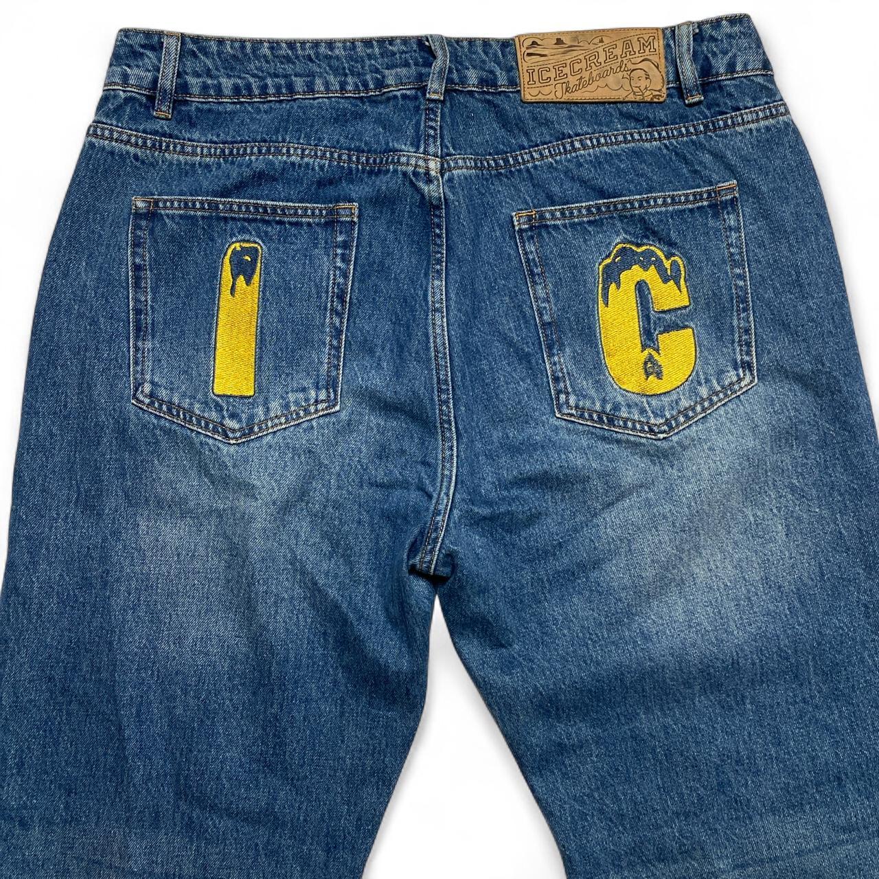 Ice Cream Billionaire Boys Club Running Dog Blue and Yellow Jeans (36W)