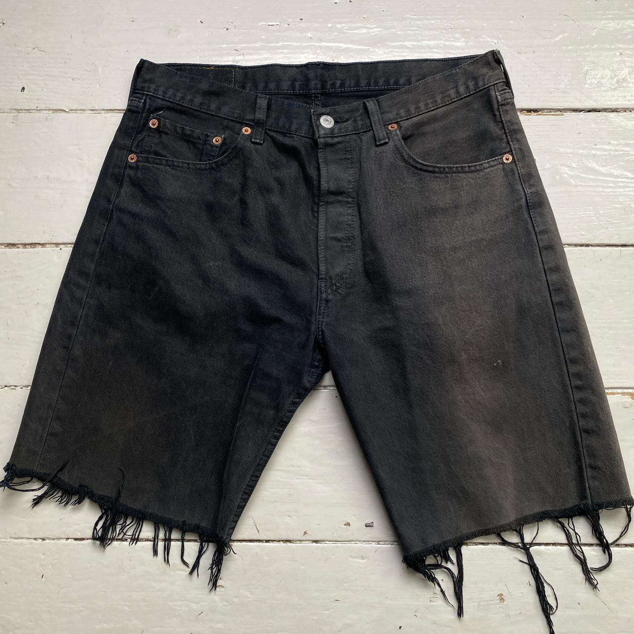 Levis 501 Black Grey Charcoal Faded Jorts Jean Cut Down Shorts