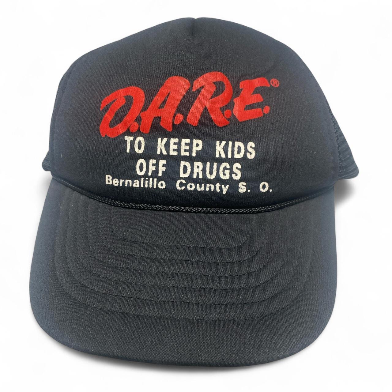 DARE To Keep Kids Off Drugs Vintage 90’s black trucker hat