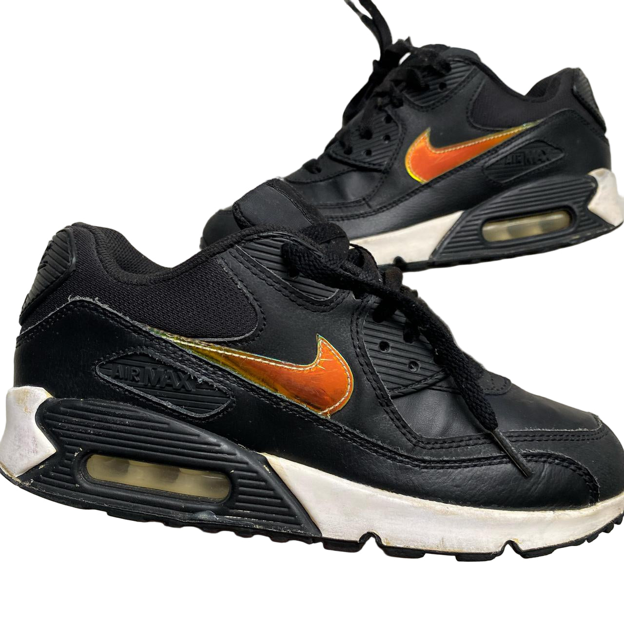 Nike Air Max 90 Black and Iridescent Swoosh (UK 5.5)