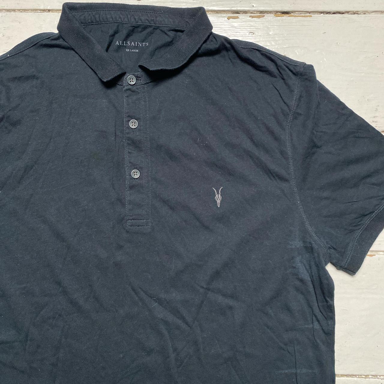 All Saints Black and Grey Polo Shirt