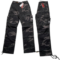 Criminal Damage Dark Green Camouflage Baggy Cargo Combat Trousers (28W/30W)