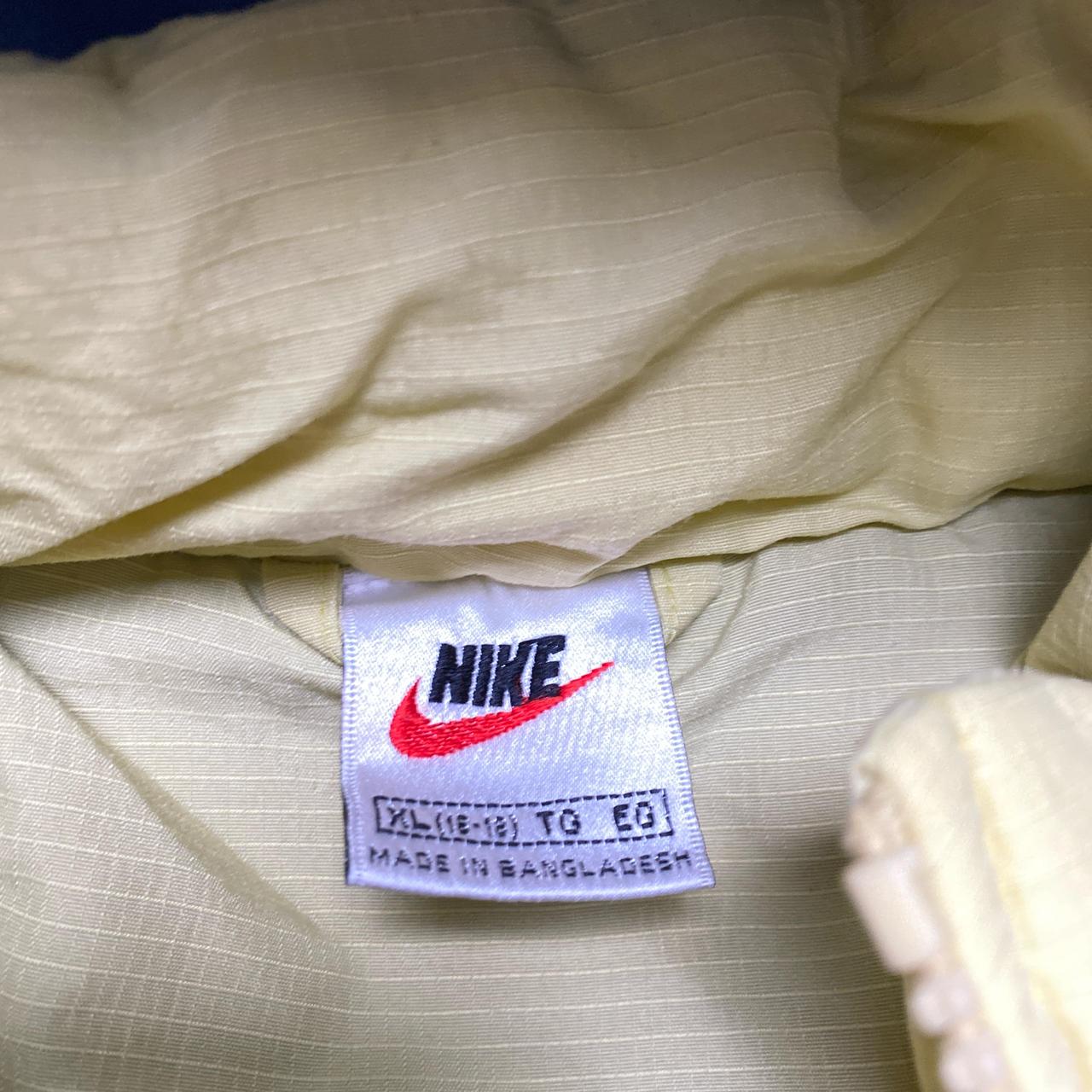 Nike Vintage 90’s Yellow White and Blue Big Logo Puffer Jacket (XL)