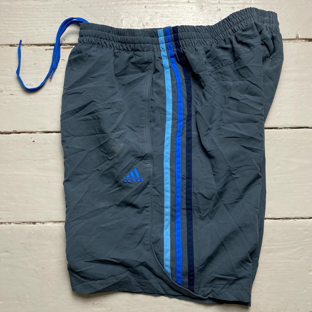 Adidas Vintage Performance Essentials Shell Track Pant Tri Tone Blue and Grey Shorts