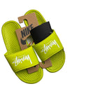 Nike Stussy Benassi Slider Flip Flops Sandal Light Cactus Green and White (UK 7)