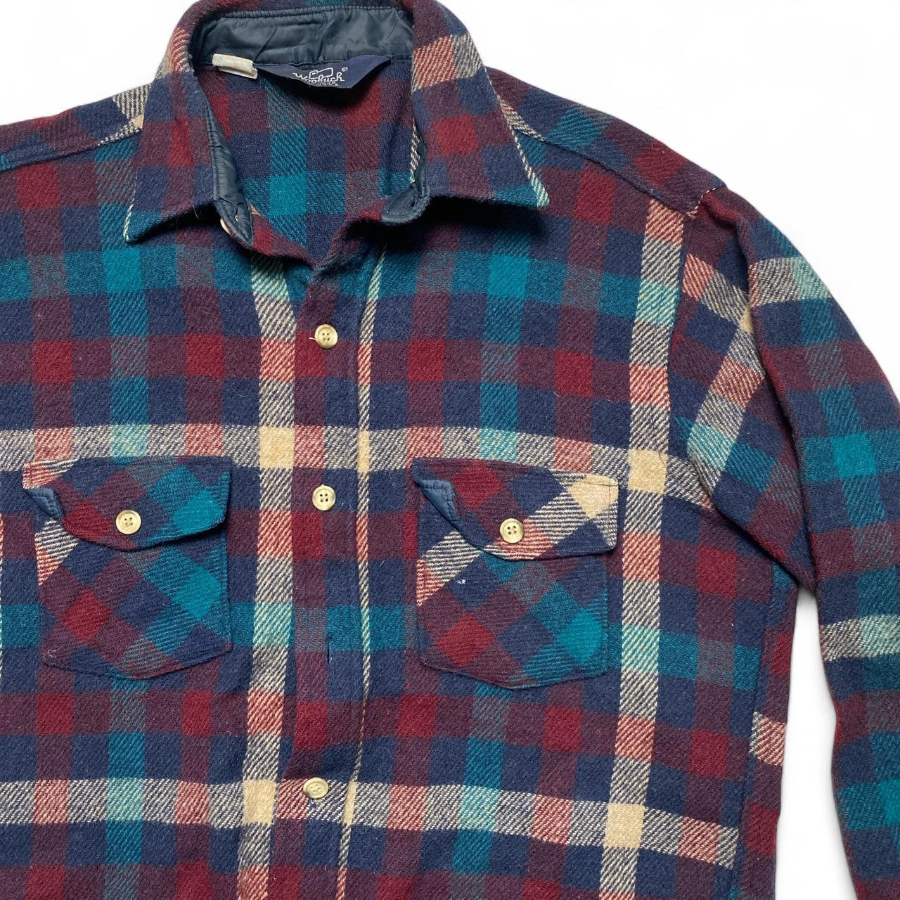 Woolrich Plaid Red and Blue Flannel Wool Thick Shirt (L)