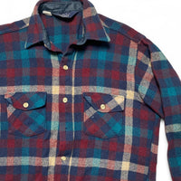 Woolrich Plaid Red and Blue Flannel Wool Thick Shirt (L)