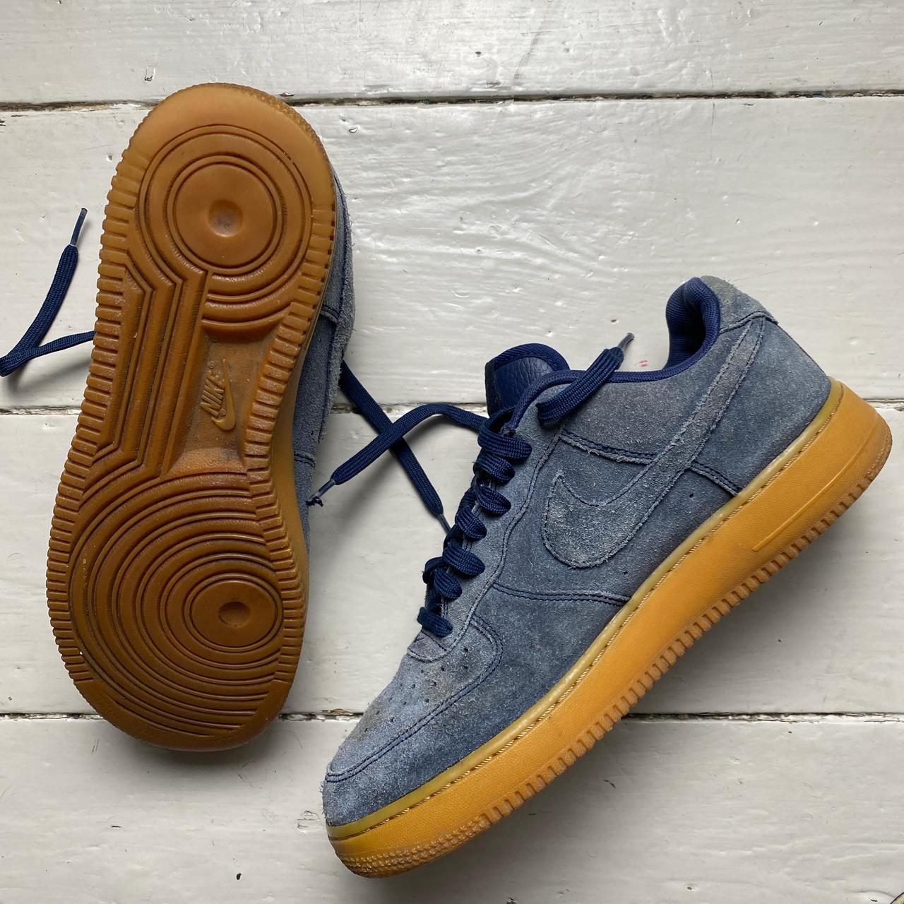 Nike Air Force 1 Navy Blue Suede and Gum Sole
