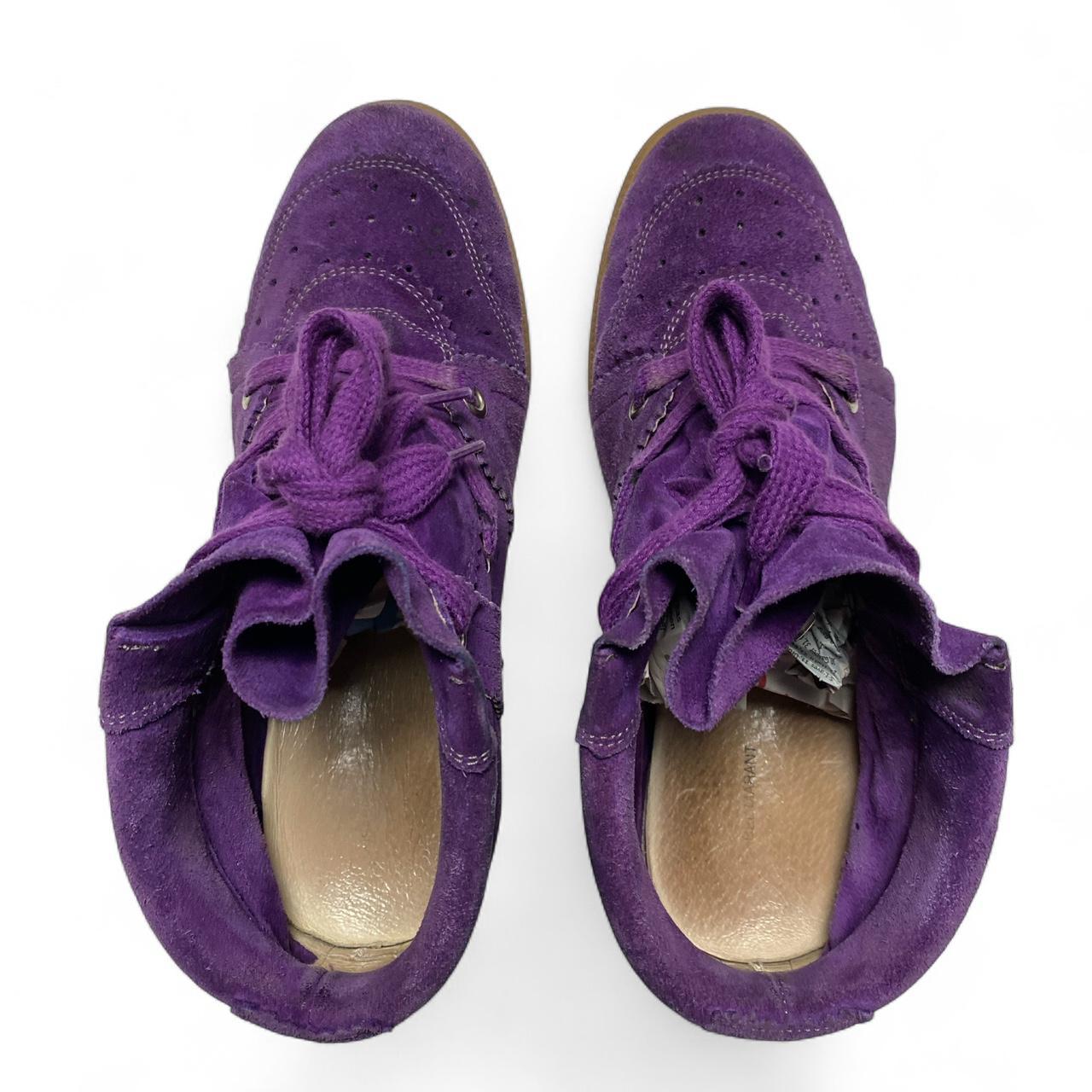 Isabel Marant Bobby Perferated Purple Suede Wedge Heel Trainers (UK 6)
