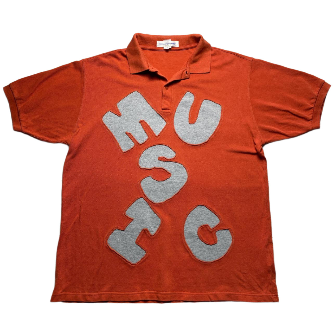 CDG Comme Des Garcons Shirt Orange and Grey Music Letters Polo Shirt (XL)