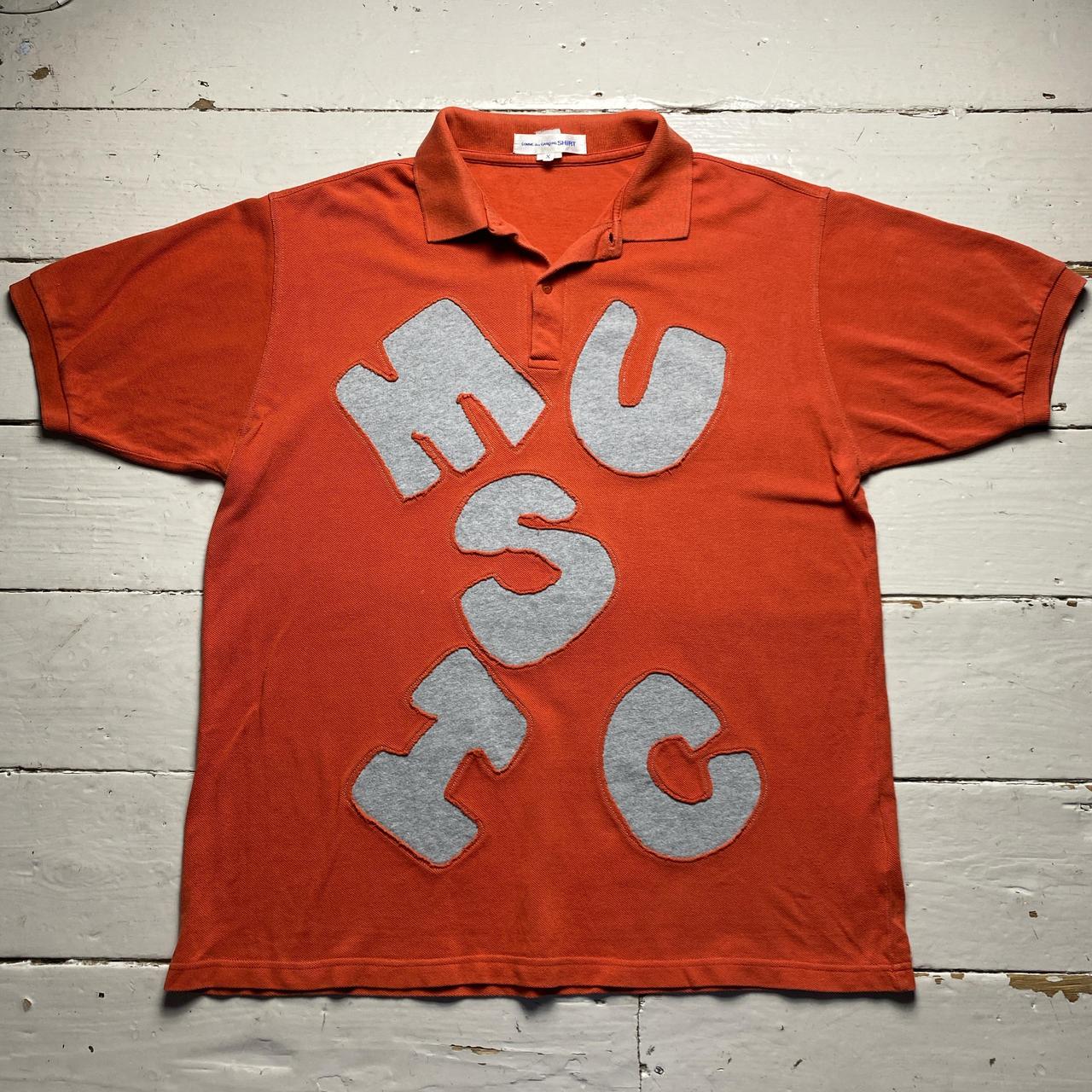 CDG Comme Des Garcons Shirt Orange and Grey Music Letters Polo Shirt