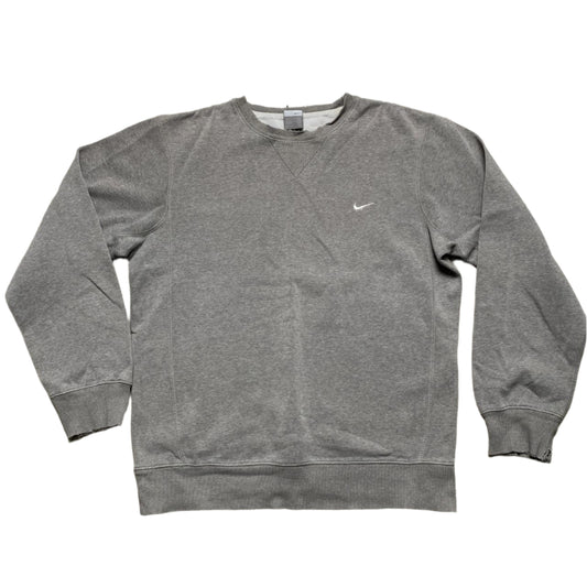 Nike Grey and White Swoosh Vintage Jumper (M)