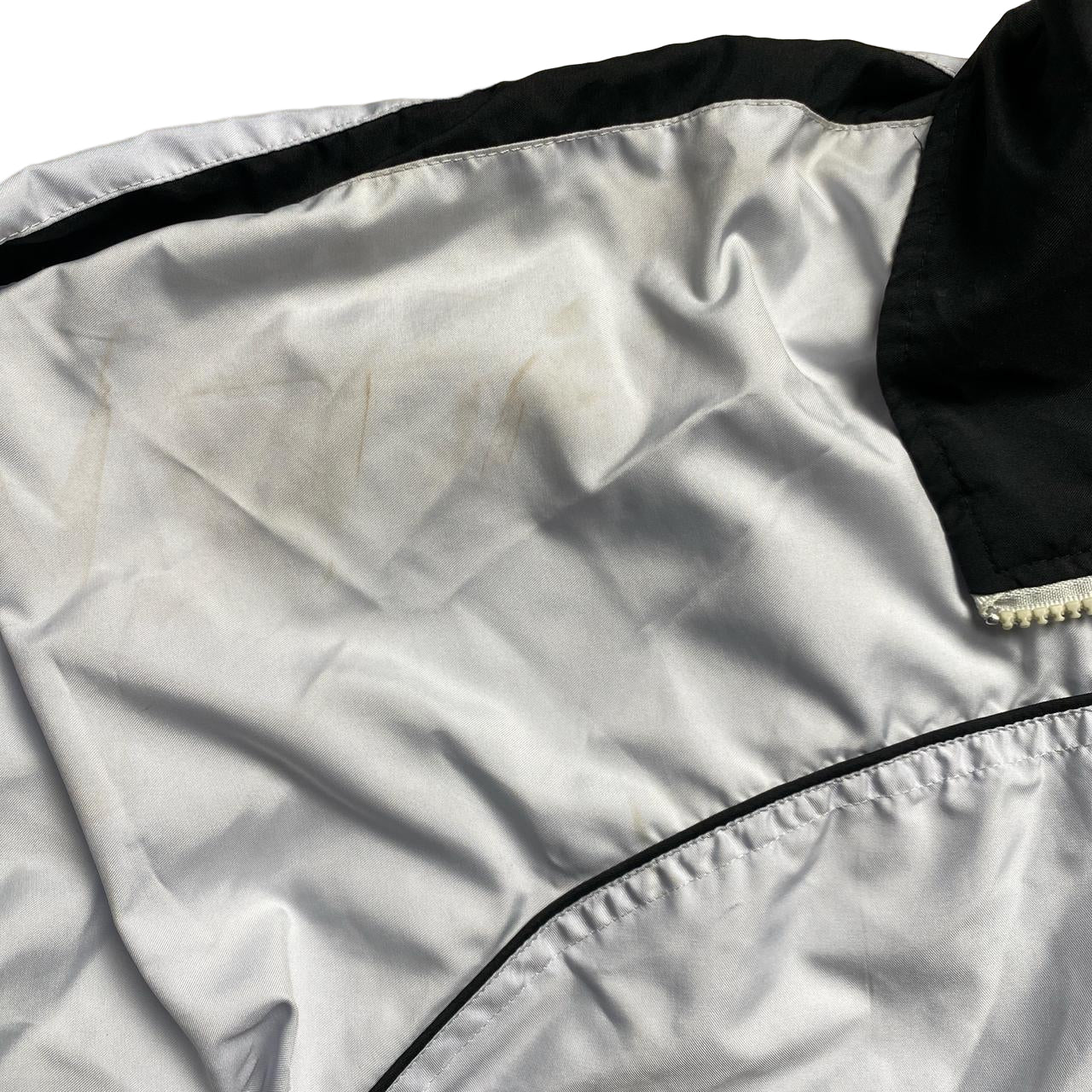 Fubu Vintage White Shell Tracksuit Windbreaker Jacket White and Black (L)