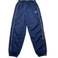 Umbro Vintage Embroidery Spellout Navy White and Red Baggy Trackpant Nylon Shell Bottoms (S)