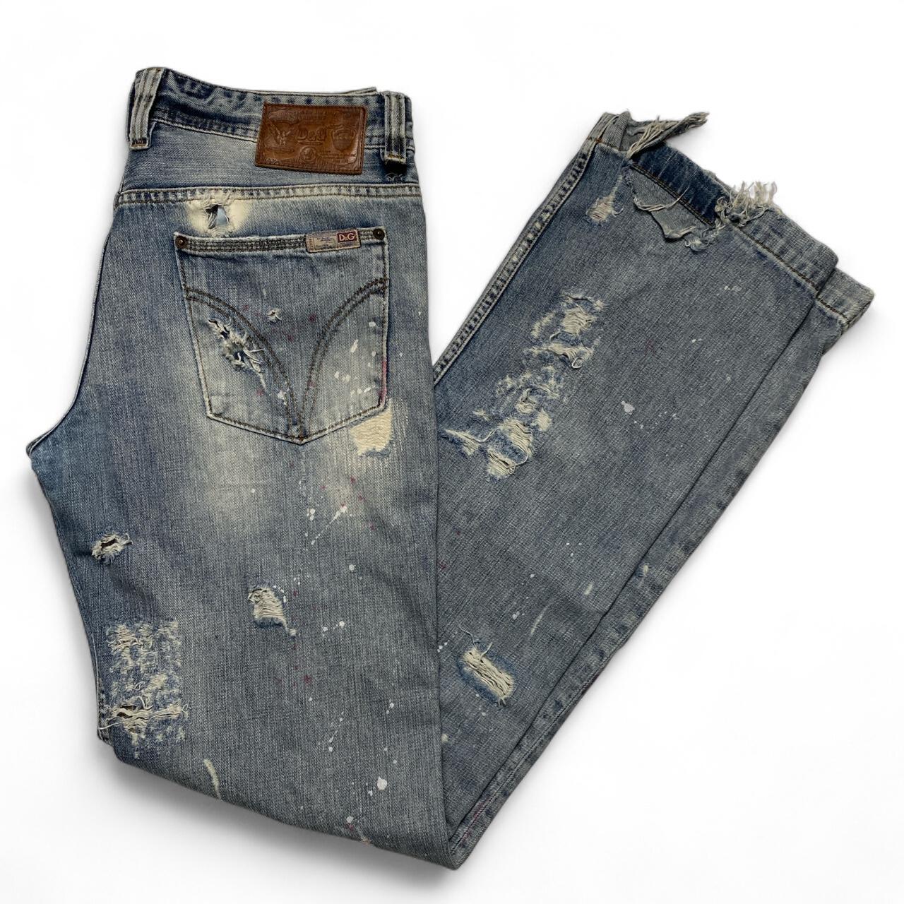 Dolce and Gabbana Vintage Distressed Light Blue Baggy Jeans (32W)