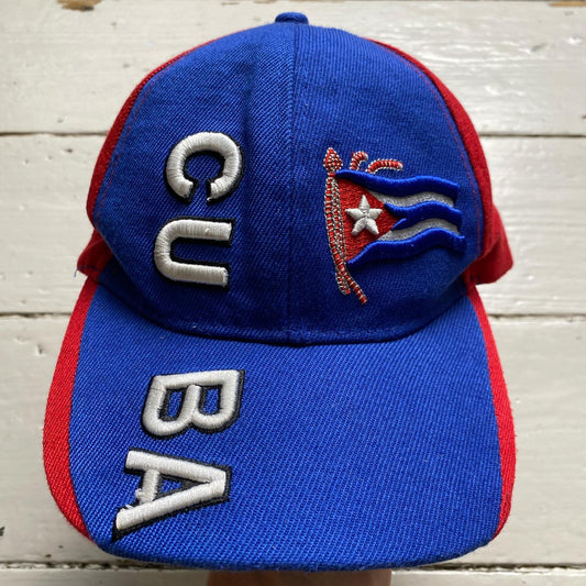 Cuba Vintage Blue Red and White Cap